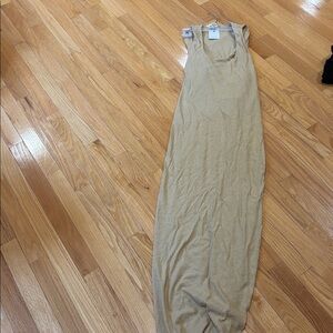 Zara Tan linen Sleeveless linen blend Maxi Dress s